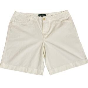 Women's Lauren Ralph Lauren Size 16 White Denim Shorts 100% Cotton 5-Pockets